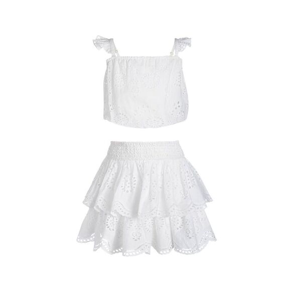 Change Of Scenery Girls2Pc Bryn Top & Skirt Set White